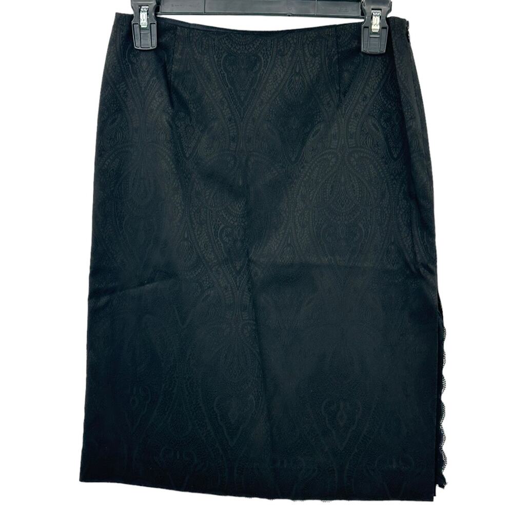 Trina Turk Skirt Womens 4 Straight Black Paisley Lace Stretch Witchy Whimsigoth